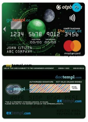 Croatia OTP Banka credit business mastercard template in PSD format