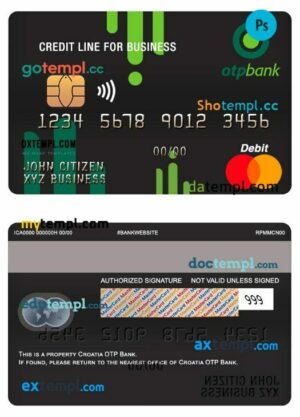 Croatia OTP bank business credit mastercard template in PSD format