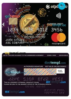 Croatia OTP banka business credit Mastercard template in PSD format