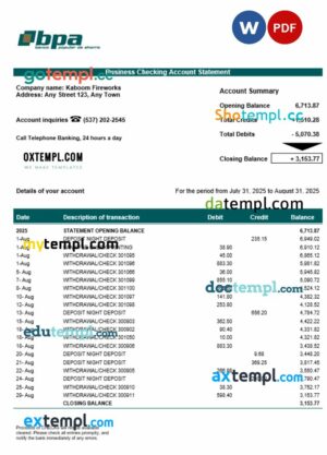 Cuba Banco Popular de Ahorro (BPA) company statement Word and PDF format