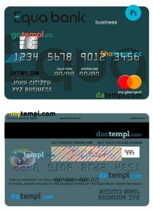Czech Equa Bank business mastercard template in PSD format