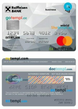 Czech Republic Raiffeisen bank world credit business mastercard template in PSD format