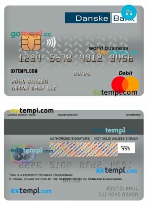 Denmark Danskebank world business mastercard template in PSD format