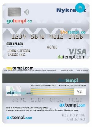 Denmark Nykredit bank Business visa Infinite card template in PSD format