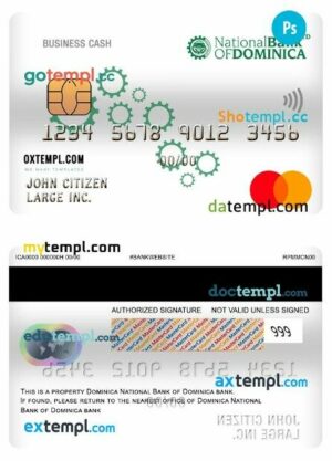 Dominica National Bank of Dominica bank business cash mastercard template in PSD format