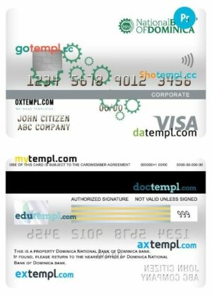 Dominica National Bank of Dominica bank visa corporate card template in PSD format
