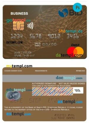Dominican Republic Banco BID business mastercard template in PSD format