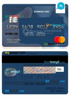 Dominican Republic Banco Vimecan business cash mastercard template in PSD format