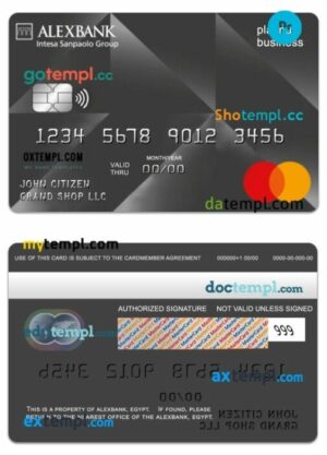Egypt Alexbank platinum business mastercard template in PSD format