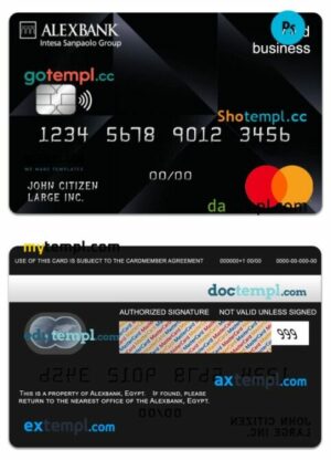 Egypt Alexbank world business mastercard template in PSD format