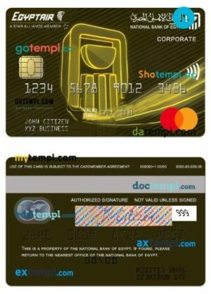Egypt National Bank of Egypt Egyptair corporate mastercard template in PSD format