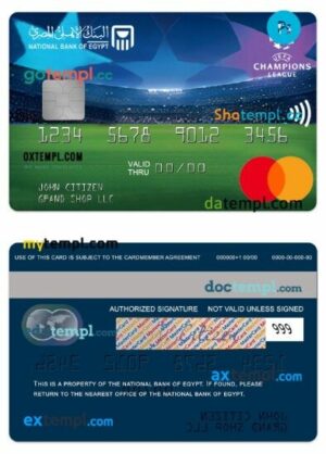 Egypt National Bank of Egypt UEFA Champions League corporate mastercard template in PSD format