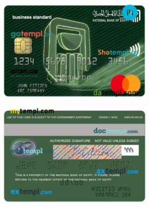 Egypt National Bank of Egypt business standard mastercard template in PSD format