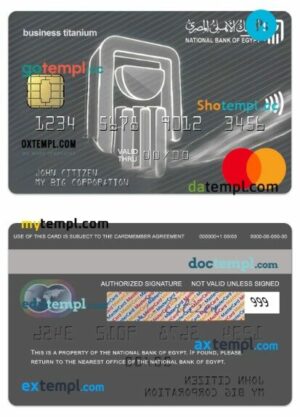 Egypt National Bank of Egypt business titanium mastercard template in PSD format
