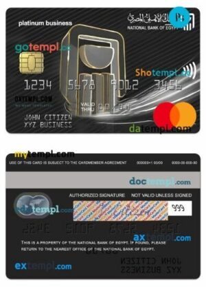 Egypt National Bank of Egypt platinum business mastercard template in PSD format