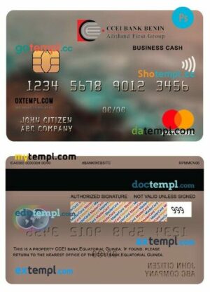 Equatorial Guinea CCEI bank business cash mastercard template in PSD format