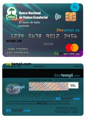 Equatorial Guinea National bank business mastercard template in PSD format