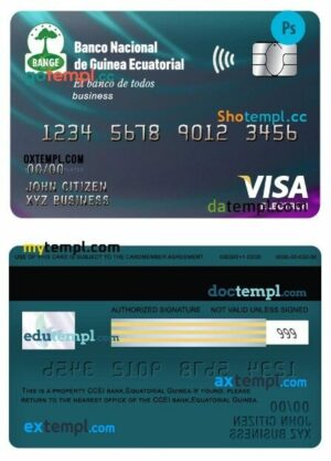 Equatorial Guinea National bank business visa electron card template in PSD format