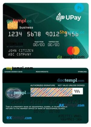 Equatorial Guinea UPay business mastercard template in PSD format