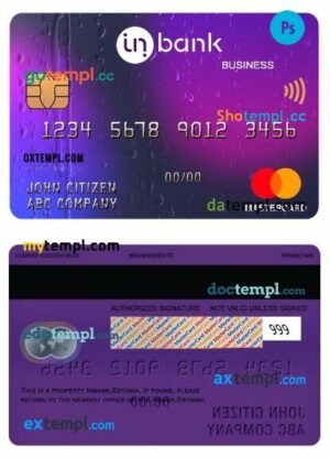 Estonia Idbank business mastercard template in PSD format