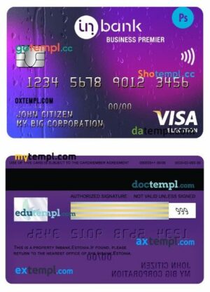 Estonia Idbank business premier visa electron card template in PSD format