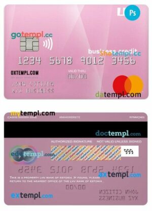 Estonia LHV bank business credit mastercard template in PSD format