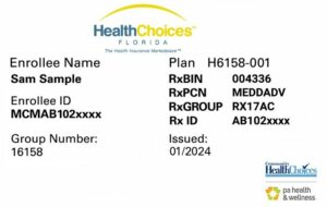 Florida health insurance card template in PSD format
