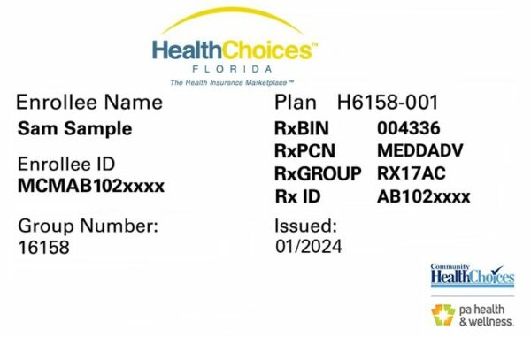 Florida health insurance card template in PSD format
