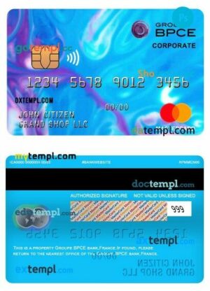 France Groupe BPCE bank corporate mastercard template in PSD format