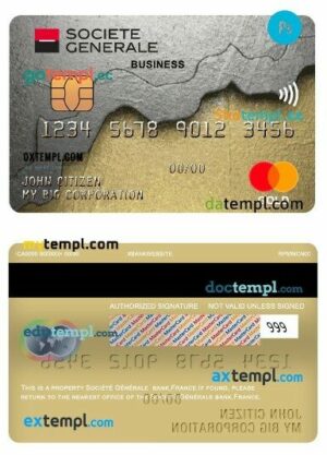 France Société générale bank business mastercard template in PSD format