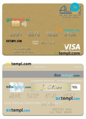 Gabon Alios France visa Infinite Business card template in PSD format