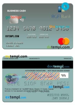Gabon BGFI Bank business cash mastercard template in PSD format