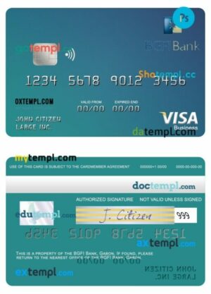 Gabon BGFI Bank visa business card template in PSD format