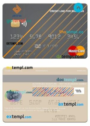Gambia Access Bank business credit mastercard template in PSD format
