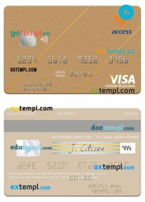 Gambia Access Bank visa infinite business card template in PSD format