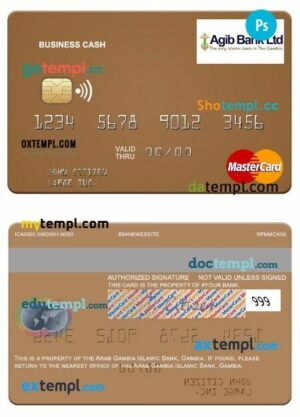 Gambia Arab Gambia Islamic Bank business cash mastercard template in PSD format