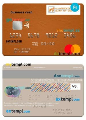 Georgia Bank of Georgia business cash mastercard template in PSD format