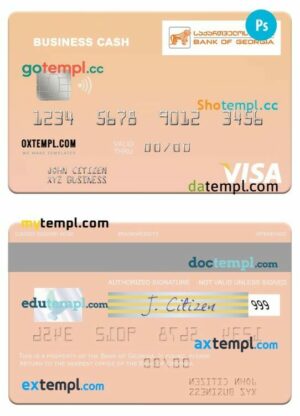 Georgia Bank of Georgia business cash visa card template in PSD format