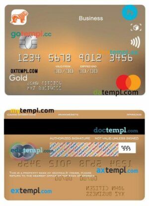Georgia Bank of Georgia business gold mastercard template in PSD format