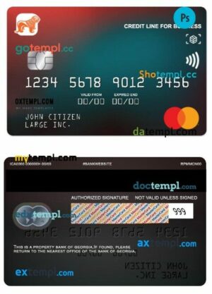 Georgia Bank of Georgia standard credit business mastercard template in PSD format