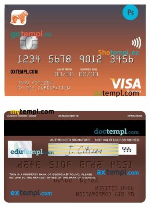 Georgia Bank of Georgia visa business card template in PSD format