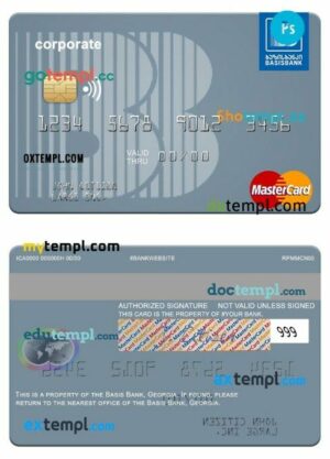 Georgia Basis Bank corporate mastercard template in PSD format