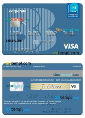 Georgia Basis Bank visa corporate card template in PSD format