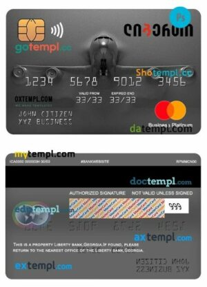 Georgia Liberty bank business platinum mastercard template in PSD format