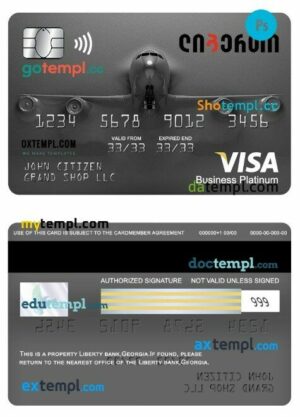 Georgia Liberty bank visa business platinum card template in PSD format