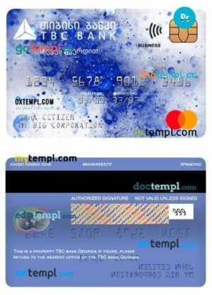 Georgia TBC bank business mastercard template in PSD format
