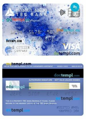 Georgia TBC bank visa business classic card template in PSD format
