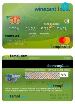 Germany Aschheim wirecard bank world business mastercard template in PSD format
