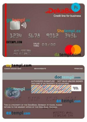 Germany Deka Bank business credit mastercard template in PSD format