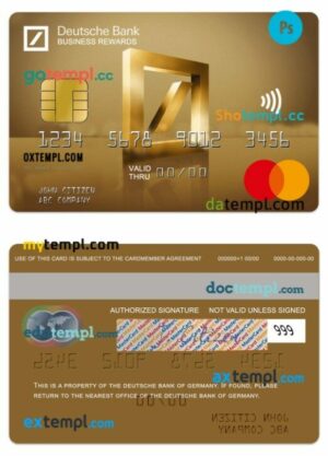 Germany Deutsche Bank business rewards gold mastercard template in PSD format